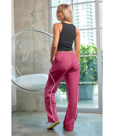 Parachute Pants for Women Y2K Baggy Cargo Pants with Pockets Trendy Wide Leg Trousers Pink $12.41 Pants