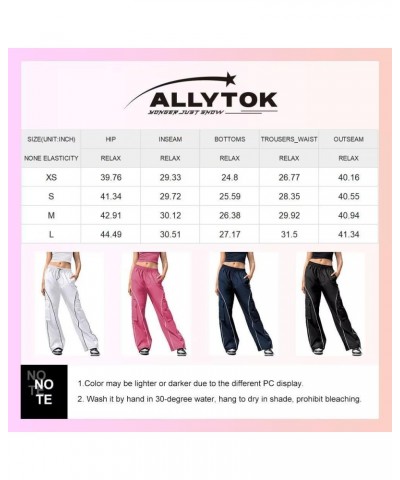 Parachute Pants for Women Y2K Baggy Cargo Pants with Pockets Trendy Wide Leg Trousers Pink $12.41 Pants