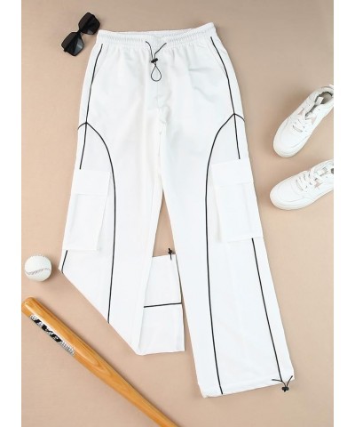 Parachute Pants for Women Y2K Baggy Cargo Pants with Pockets Trendy Wide Leg Trousers Pink $12.41 Pants