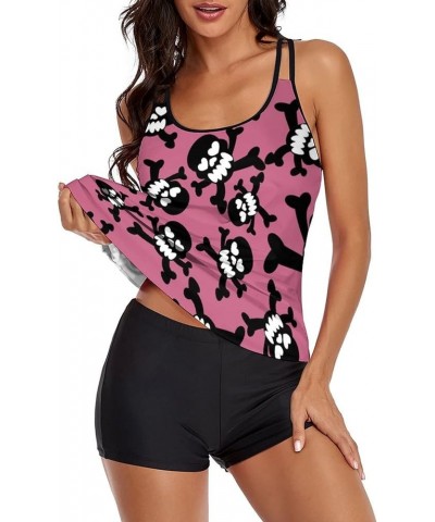 Casual Swimsuits for Women Tummy Control Bathing Suits Two Piece Tankini Bikini Skeleton Pattern $22.95 Swimsuits