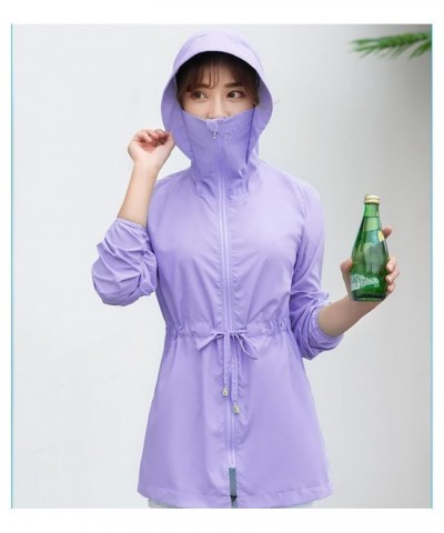 Women UPF50 Sun Protective Hoodie Summer Long Sleeve Sunscreen Shirt Full Zip Windproof Lightweight Jacket 02purple $16.45 Ja...