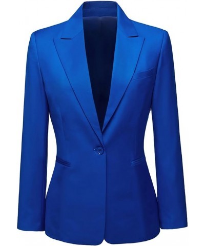 Women's 2 Piece Suit One Button Business Work Office Pants Suits Slim Fit Blazer Jacket Pants Set for Women Blue $22.90 Suits