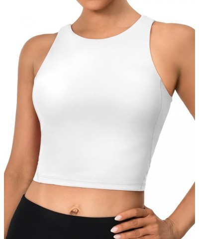 Padded Sports Bras for Women, Longline Cropped Tank Top Fitness Running Yoga Workout Crop Tops 2 White $11.19 Lingerie