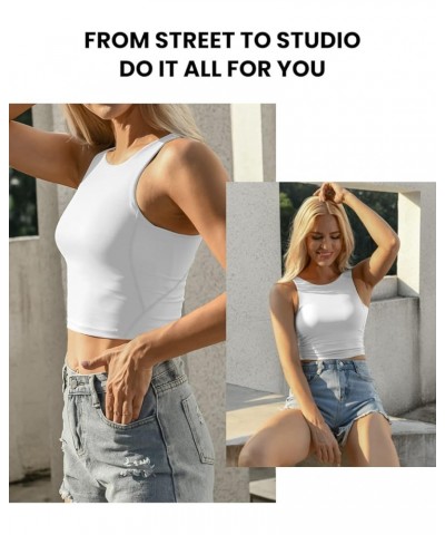 Padded Sports Bras for Women, Longline Cropped Tank Top Fitness Running Yoga Workout Crop Tops 2 White $11.19 Lingerie