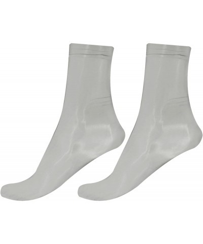 Nylon Oil Shiny Sheer Ankle Length Socks Thin Hosiery with Reinforced Toe for Women Men Grey $7.13 Socks