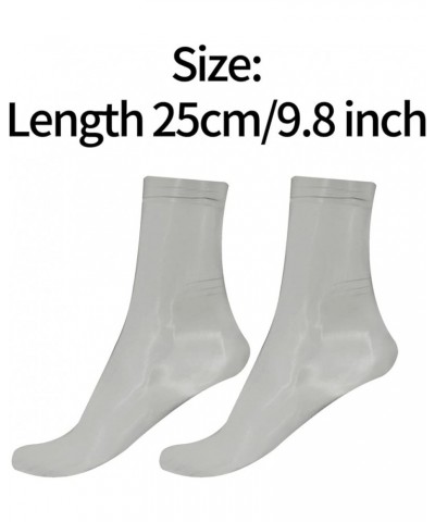 Nylon Oil Shiny Sheer Ankle Length Socks Thin Hosiery with Reinforced Toe for Women Men Grey $7.13 Socks