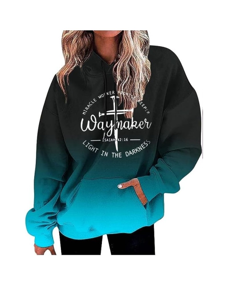 Women Waymaker Sweatshirt Miracle Worker Promise Keeper Hoodie Christian Faith Pullover Hooded Long Sleeve Top Bleached Blue ...