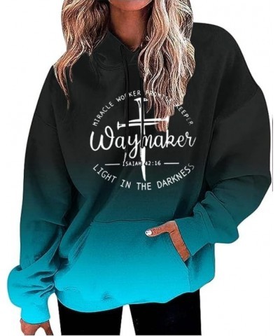 Women Waymaker Sweatshirt Miracle Worker Promise Keeper Hoodie Christian Faith Pullover Hooded Long Sleeve Top Bleached Blue ...