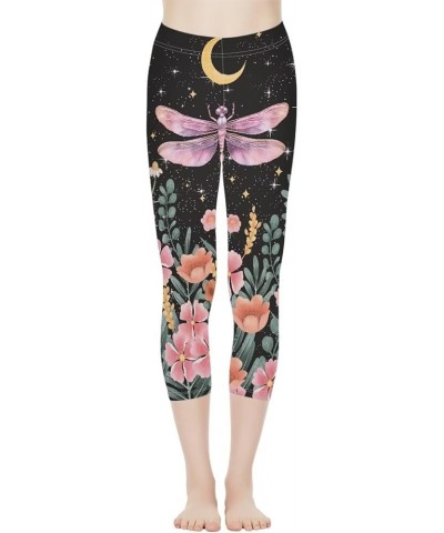 Women's Leggings High Waist Yoga Pants for Womens Workout Running Yoga Athletic Pants XS-3XL Dragonfly Moon Floral $8.84 Legg...