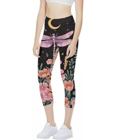 Women's Leggings High Waist Yoga Pants for Womens Workout Running Yoga Athletic Pants XS-3XL Dragonfly Moon Floral $8.84 Legg...