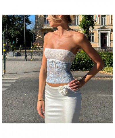 Y2K 2 Piece Maxi Skirt Set for Women Floral Strapless Tube Crop Top Bodycon Long Skirt Outfits Summer Matching set $16.41 Suits