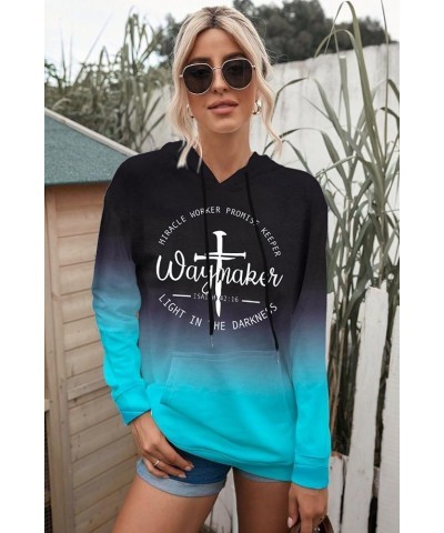 Women Waymaker Sweatshirt Miracle Worker Promise Keeper Hoodie Christian Faith Pullover Hooded Long Sleeve Top Bleached Blue ...