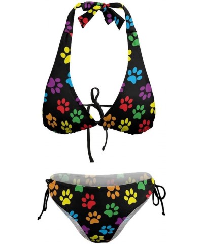 Women Halter Bikini String 2 Piece Sexy Marble Bathing Suits Swimsuits Hot Triangle Brazilian Swimwear Multicolor Dog Paw $18...