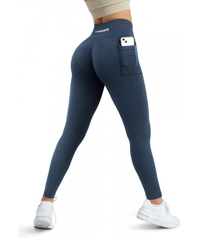 Women Seamless Workout Leggings with Pockets Scrunch Butt Lifting Gym Leggings High Waisted Yoga Pants 0 Navy Side Pockets $1...