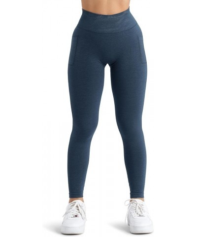 Women Seamless Workout Leggings with Pockets Scrunch Butt Lifting Gym Leggings High Waisted Yoga Pants 0 Navy Side Pockets $1...