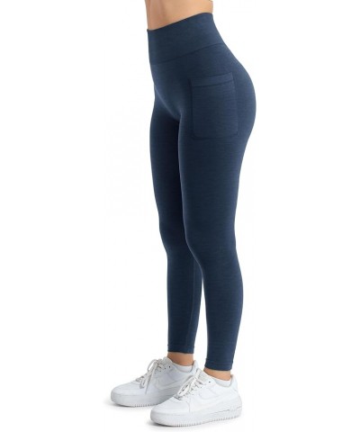 Women Seamless Workout Leggings with Pockets Scrunch Butt Lifting Gym Leggings High Waisted Yoga Pants 0 Navy Side Pockets $1...