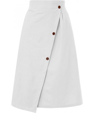 Womens Summer Elastic Waist Double Layer Midi Skirt with Belted Pleats Business Skirts for Women Style9-white $11.76 Skirts