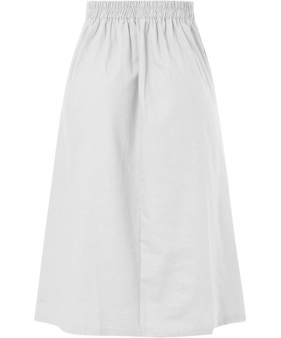 Womens Summer Elastic Waist Double Layer Midi Skirt with Belted Pleats Business Skirts for Women Style9-white $11.76 Skirts