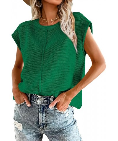 Sweater Vest for Women Cap Sleeve Tops Knit Lightweight Sweaters XS-XL 02- Green $13.74 Sweaters