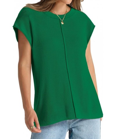 Sweater Vest for Women Cap Sleeve Tops Knit Lightweight Sweaters XS-XL 02- Green $13.74 Sweaters