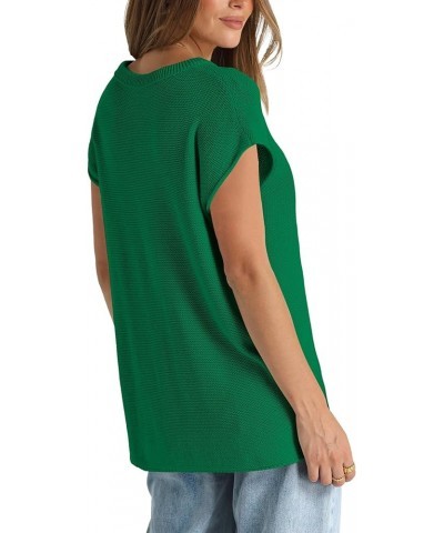 Sweater Vest for Women Cap Sleeve Tops Knit Lightweight Sweaters XS-XL 02- Green $13.74 Sweaters