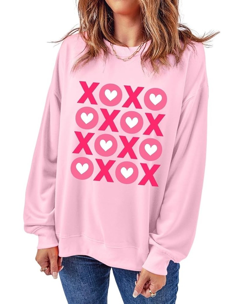 Womens Valentines Sweatshirt Heart Shaped Chenille Embroidered Crew Neck Sweatshirt Casual Pullover Tops Pink-2 $10.02 Active...