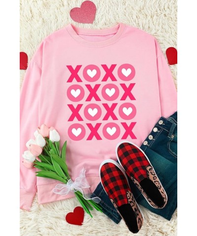 Womens Valentines Sweatshirt Heart Shaped Chenille Embroidered Crew Neck Sweatshirt Casual Pullover Tops Pink-2 $10.02 Active...