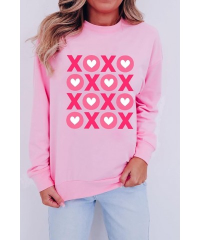 Womens Valentines Sweatshirt Heart Shaped Chenille Embroidered Crew Neck Sweatshirt Casual Pullover Tops Pink-2 $10.02 Active...