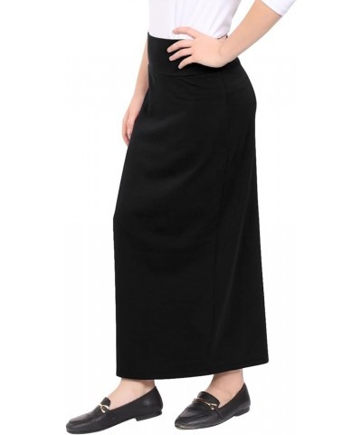 Women's Modest Cotton Stretch Long Maxi Pencil Skirt Aubergine $27.67 Skirts