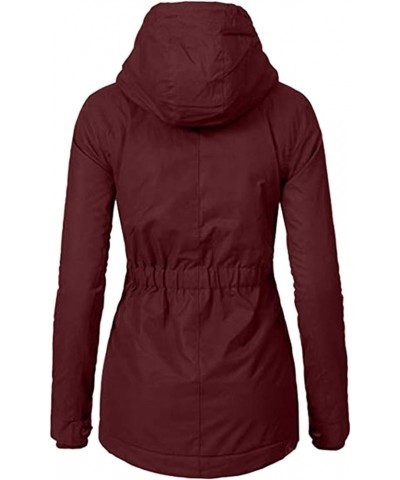 Winter Jackets For Women,Women's Fleece Thicken Coats Winter Parkas Anoraks Military Jacket Coats With Faux Fur Hood Wine $47...