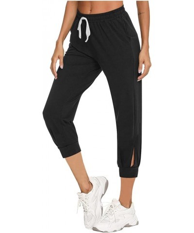 Capri Pants for Women Summer 2024 Capri Leggings with Pockets High Wasit Stretch Casual Capris Womens Capri Joggers 11 Black ...