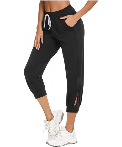 Capri Pants for Women Summer 2024 Capri Leggings with Pockets High Wasit Stretch Casual Capris Womens Capri Joggers 11 Black ...