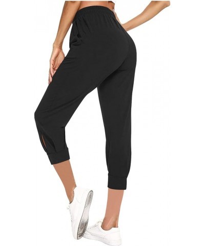 Capri Pants for Women Summer 2024 Capri Leggings with Pockets High Wasit Stretch Casual Capris Womens Capri Joggers 11 Black ...