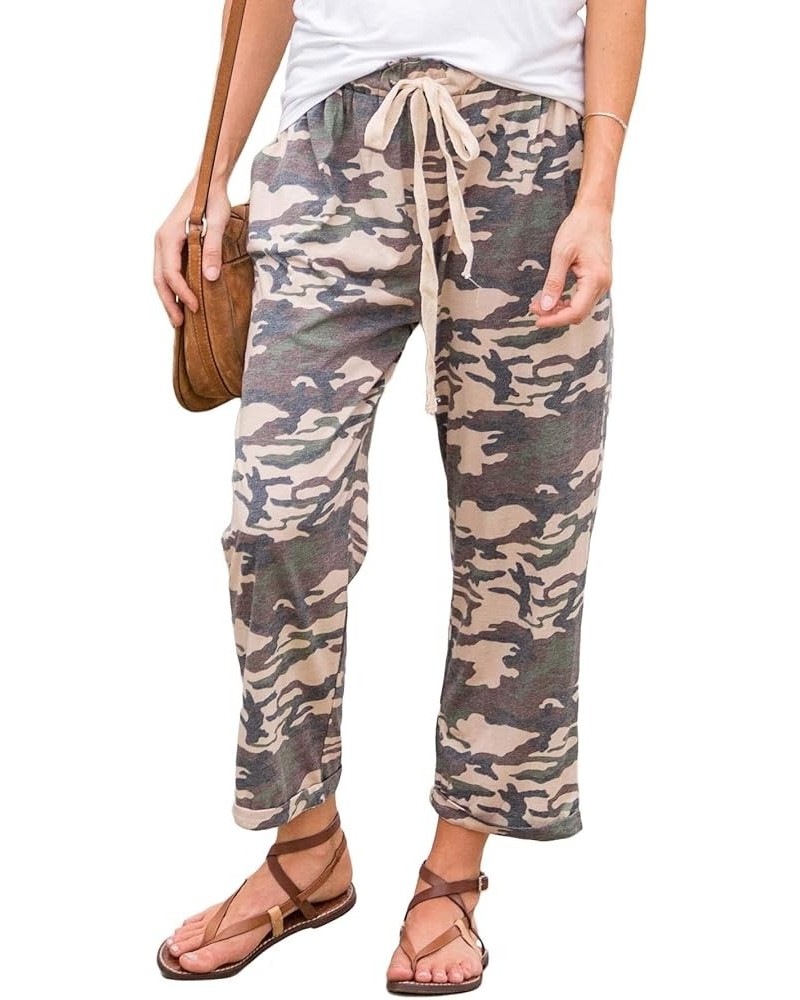 Apparel Women's Elastic Waist Breathable Crop Pants with Pockets | Cotton-Poly Blend Muted Camo $19.94 Pants