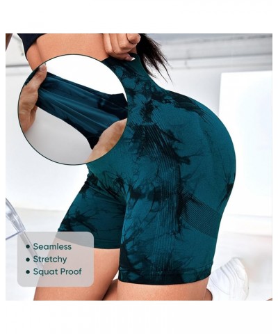 Women Workout Short - 3.6" Scrunch Butt Lifting Gym Short - Girl High Waisted Seamless Yoga Biker Booty Short Tie Dye Dark Gr...