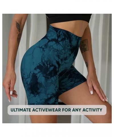 Women Workout Short - 3.6" Scrunch Butt Lifting Gym Short - Girl High Waisted Seamless Yoga Biker Booty Short Tie Dye Dark Gr...