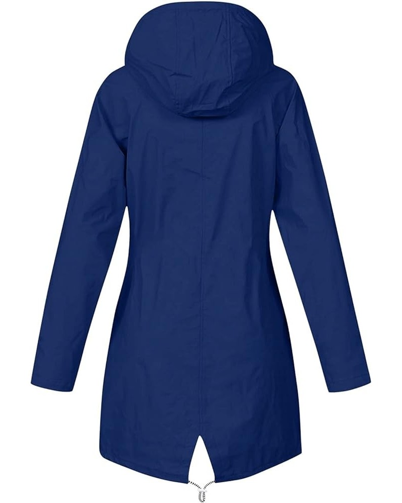 Raincoat Hoodie for Women Lightweight Waterproof Jacket with Hood and Drawstring Solid Rain Jacket Windproof Raincoat Blue $1...