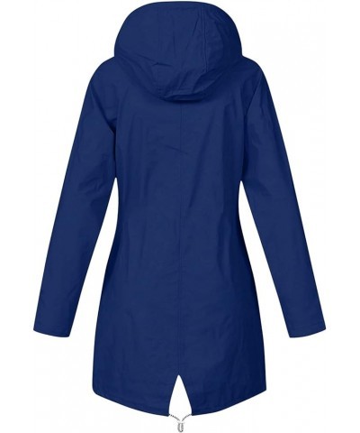 Raincoat Hoodie for Women Lightweight Waterproof Jacket with Hood and Drawstring Solid Rain Jacket Windproof Raincoat Blue $1...