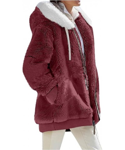 Long Winter Coats for Women, Plus Size Winter Coats for Women Womens Fleece Zip Up Jacket Womens Flannel Jacket Wine $10.25 J...