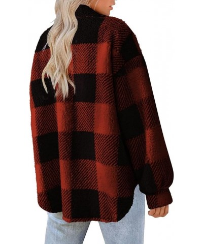 Women's Long Sleeve 2023 Plaid Shacket Flannel Jacket Casual Boyfriend Button Down Shirts Winter Coats Trendy Outwear Red $11...