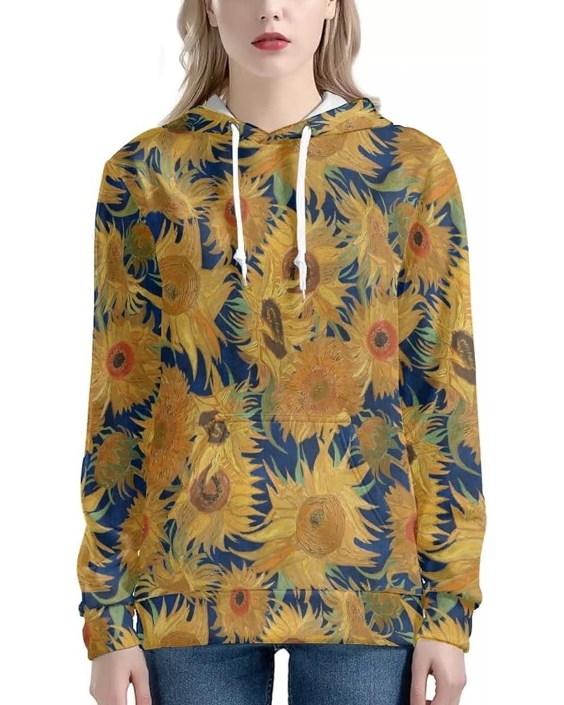 Women Casual Hoodie Long Sleeve Sweatshirt with Pocket Van Gogh Sunflower $8.54 Hoodies & Sweatshirts