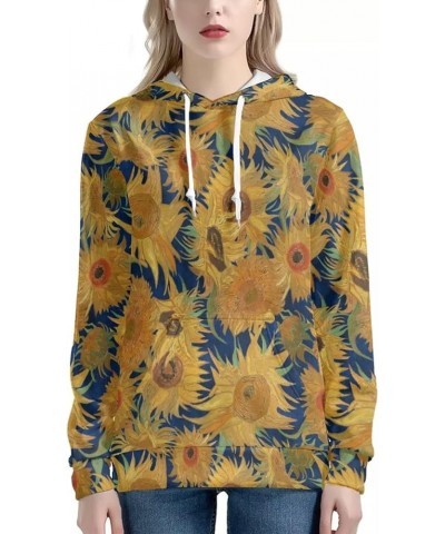 Women Casual Hoodie Long Sleeve Sweatshirt with Pocket Van Gogh Sunflower $8.54 Hoodies & Sweatshirts