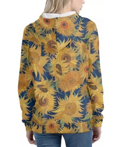 Women Casual Hoodie Long Sleeve Sweatshirt with Pocket Van Gogh Sunflower $8.54 Hoodies & Sweatshirts