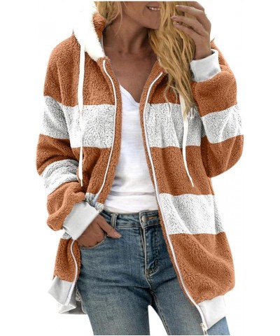 Womens Winter Fuzzy Jackets 2023 Color Block Hooded Coats Oversized Fluffy Sherpa Coats Outerwear Hoodies Cardigans 01-brown ...