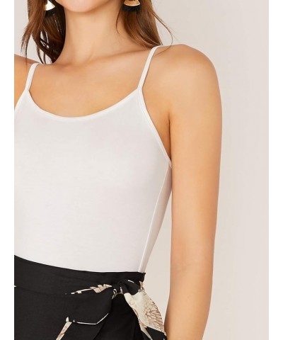 Women's Basic Solid Camisole Spaghetti Strap Cami Tank Top White $9.35 Tanks