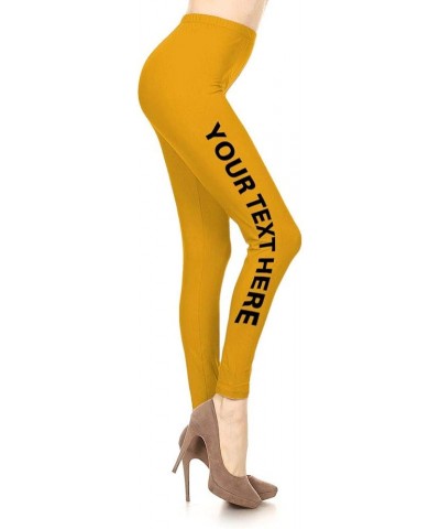 Your Own Text Customization Printed Leggings for Regular Plus 3X5X - Personalization Mustard $12.97 Leggings