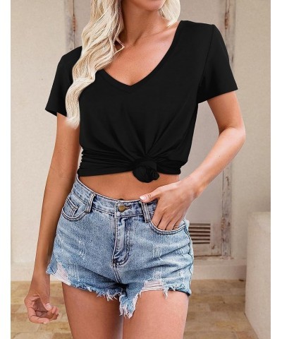 Womens Summer Tops Deep V Neck Long/Short Sleeve Shirt Loose Casual Tee T-Shirt Z： Navy Blue $10.00 T-Shirts