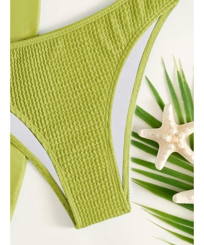 Women's 3 Piece Bathing Suits Halter Ring Bikini Set with Cover Up Skirt Green $18.00 Swimsuits