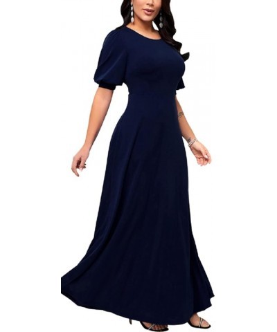 Maxi Dresses for Women with Pockets Long Dress Casual Round Neck Floral Print Loose Prom Dresses Dark Blue5527 $16.45 Dresses