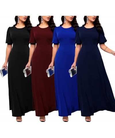 Maxi Dresses for Women with Pockets Long Dress Casual Round Neck Floral Print Loose Prom Dresses Dark Blue5527 $16.45 Dresses